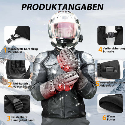 Winter Ski Gloves Rechargeable Heated Gloves Black ROCKBROS