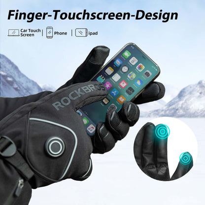 Winter Ski Gloves Rechargeable Heated Gloves Black ROCKBROS