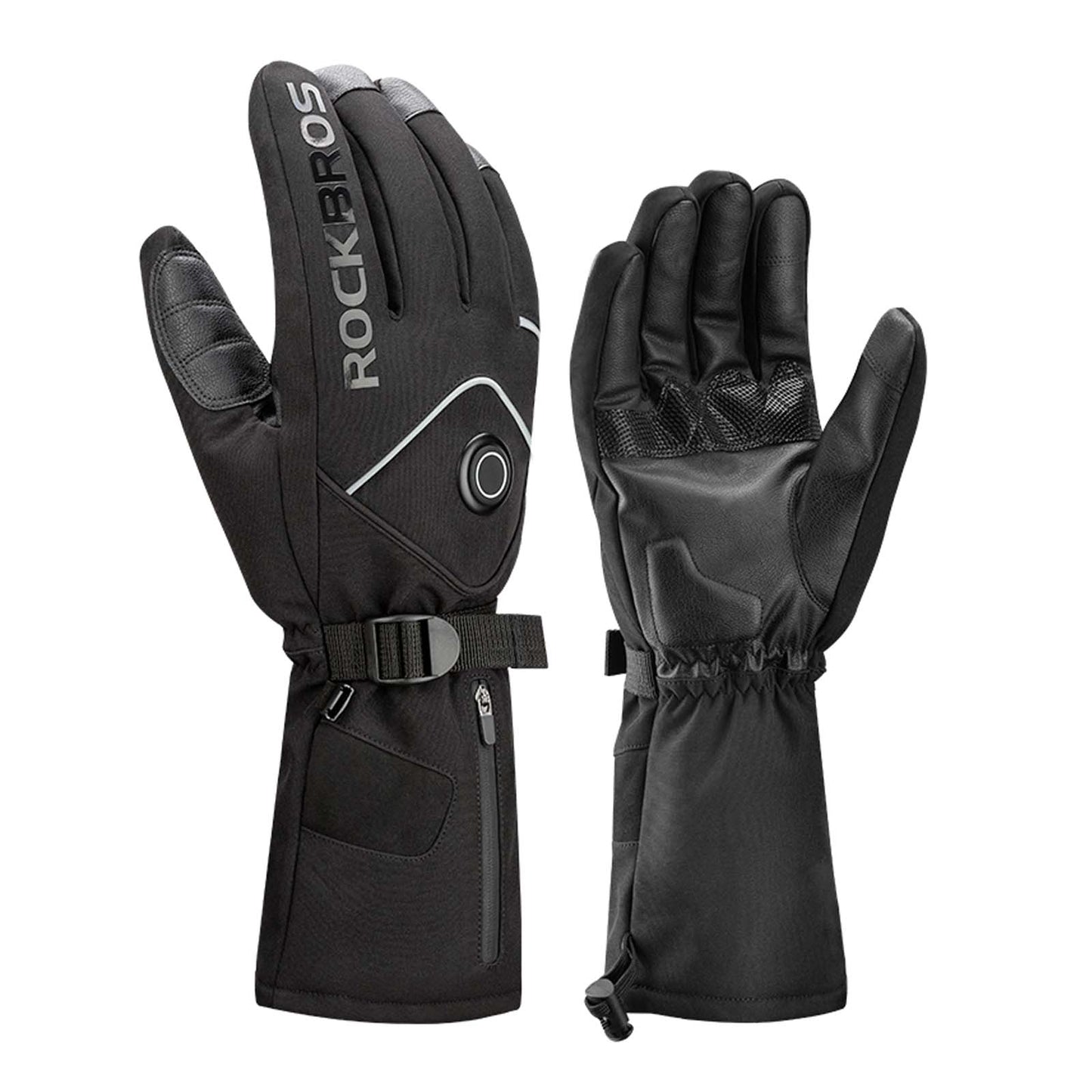 Winter Ski Gloves Rechargeable Heated Gloves Black ROCKBROS