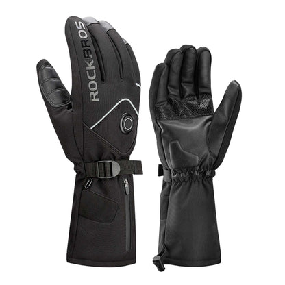 Winter Ski Gloves Rechargeable Heated Gloves Black ROCKBROS