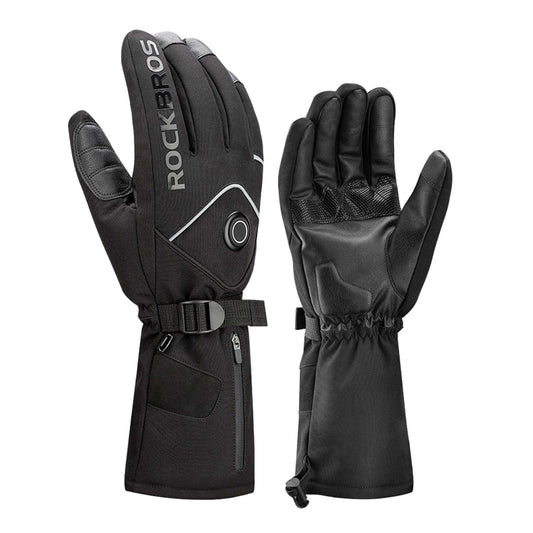 Winter Ski Gloves Rechargeable Heated Gloves Black ROCKBROS