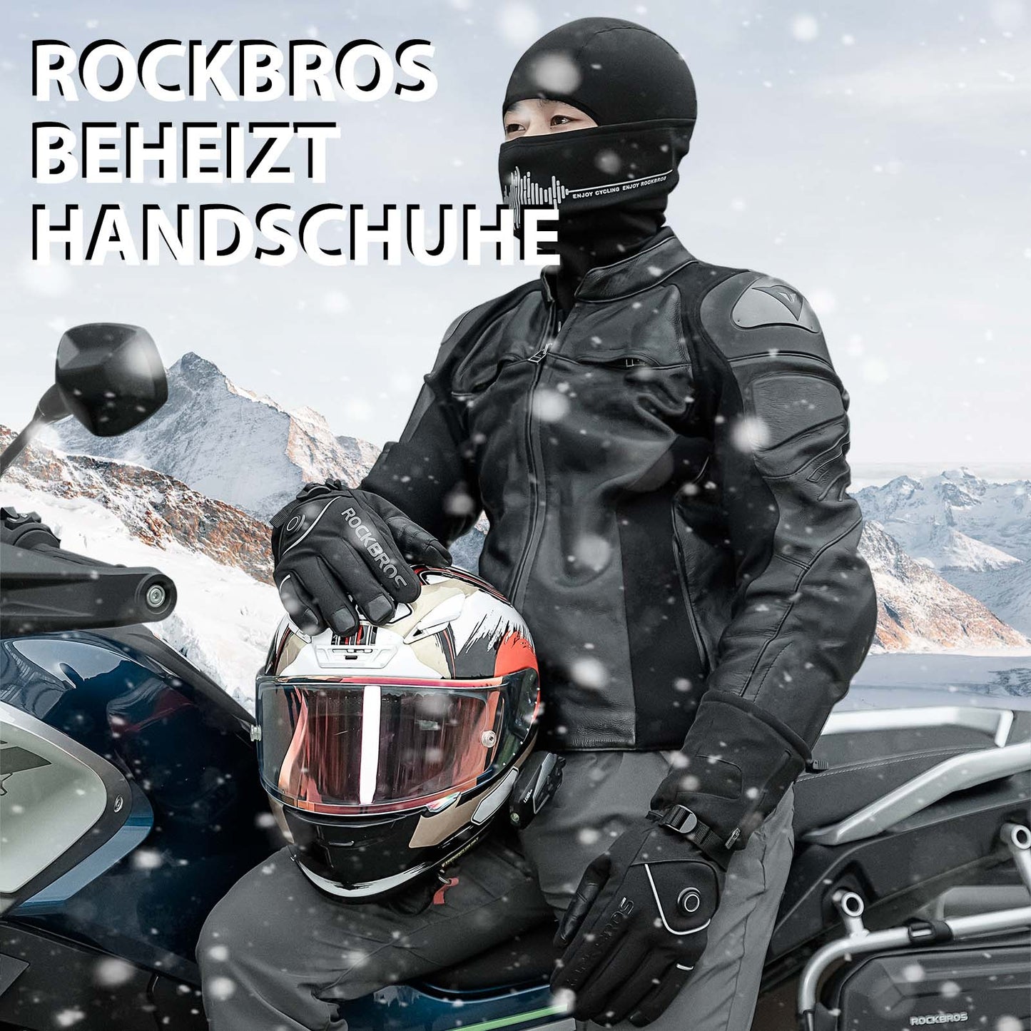 Winter Ski Gloves Rechargeable Heated Gloves Black ROCKBROS