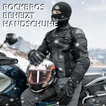 Winter Ski Gloves Rechargeable Heated Gloves Black ROCKBROS