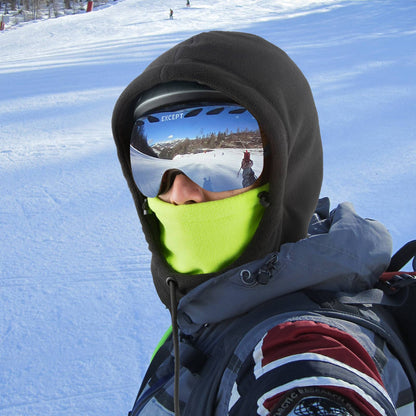 Winter Ski Mask Fleece Balaclava for Women and Men Black Green ROCKBROS