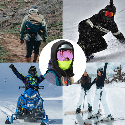 Winter Ski Mask Fleece Balaclava for Women and Men Black Green ROCKBROS