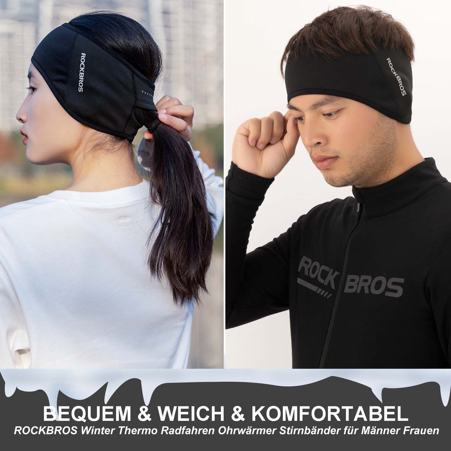 Winter Thermal Cycling Ear Warmers Headbands for Men and Women ROCKBROS