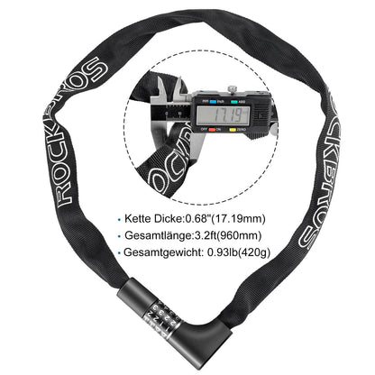 Combination lock with 4-digit code, 96 cm long, ROCKBROS