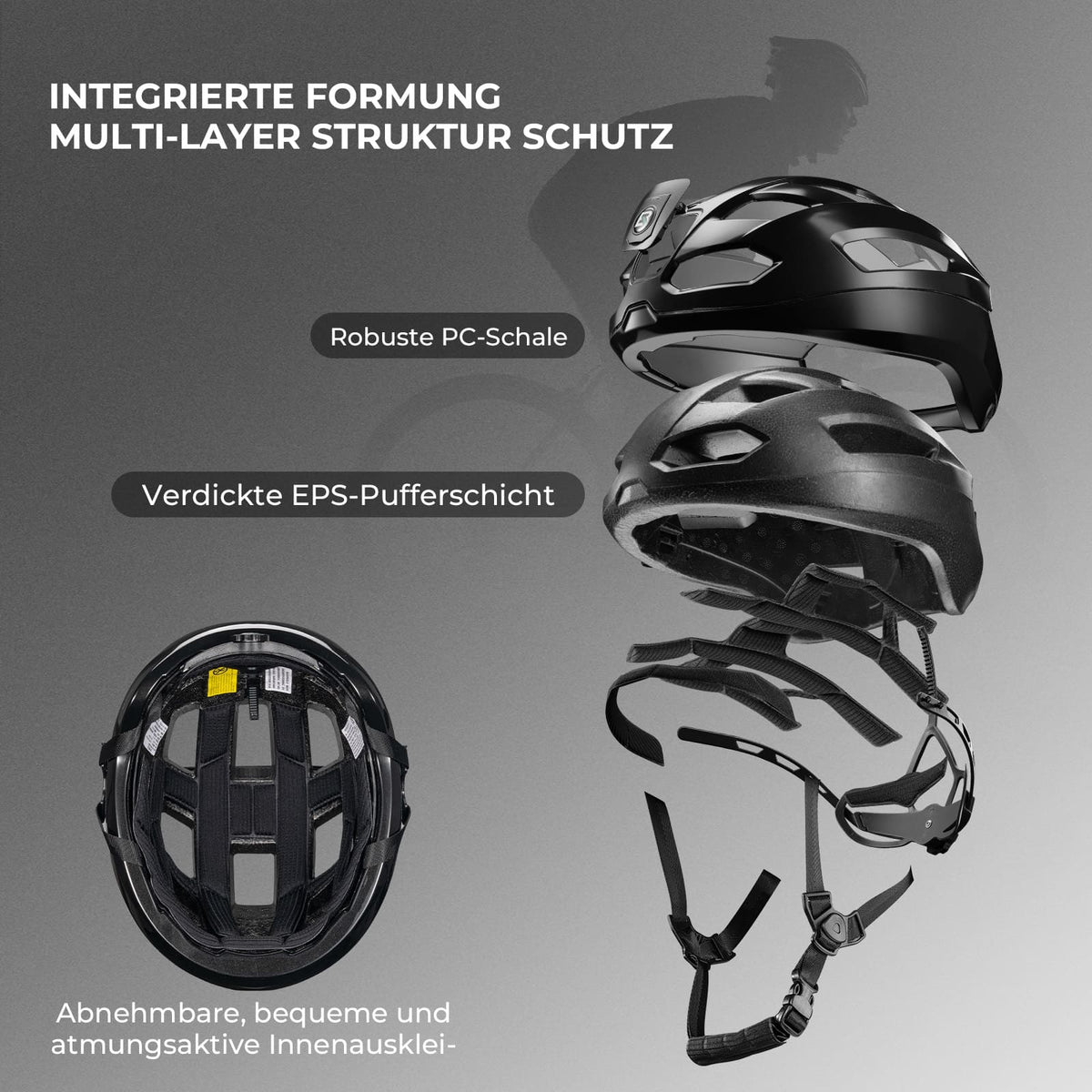 ROCKBROS Fernsteuerbarer Smart Fahrradhelm mit Licht