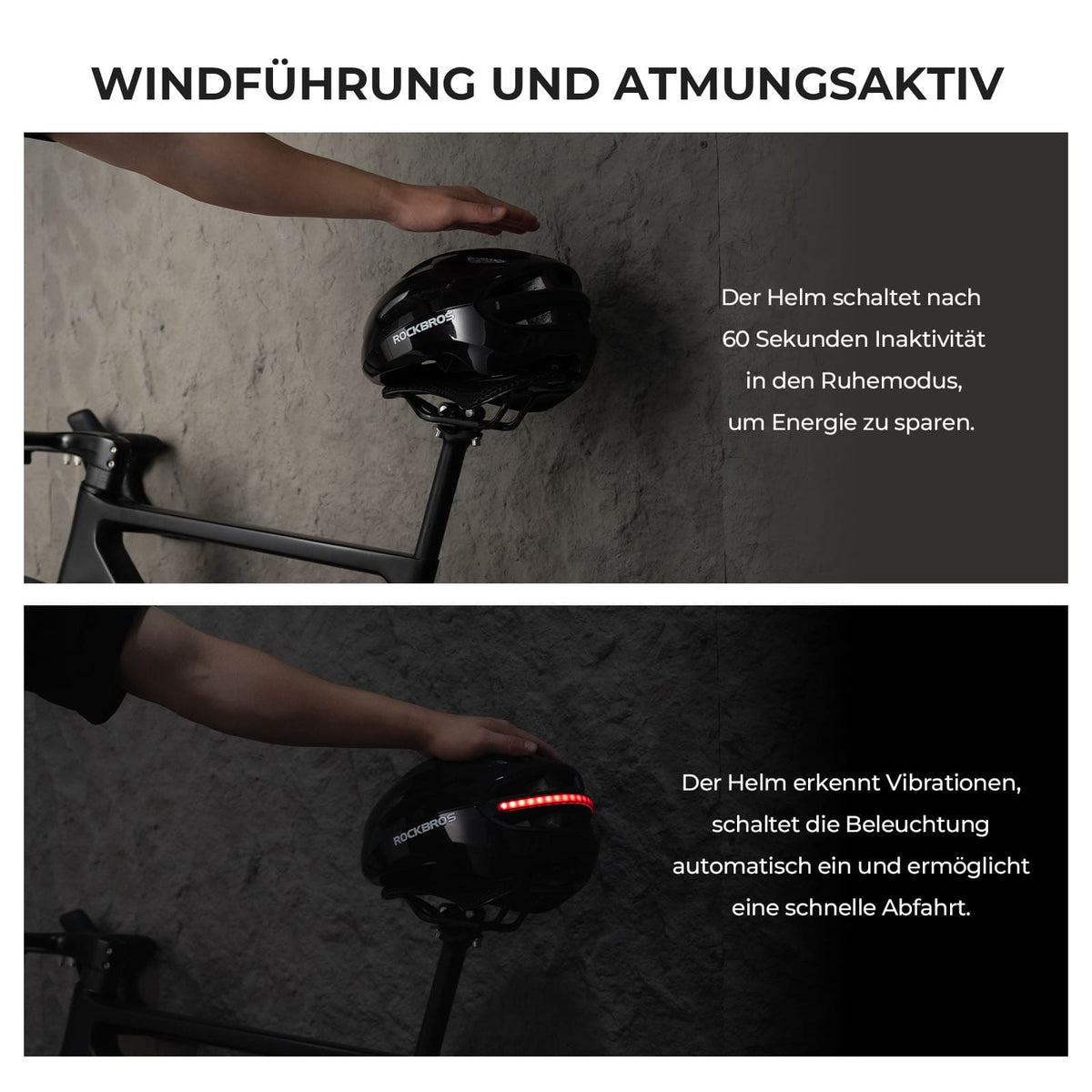 ROCKBROS Fernsteuerbarer Smart Fahrradhelm mit Licht