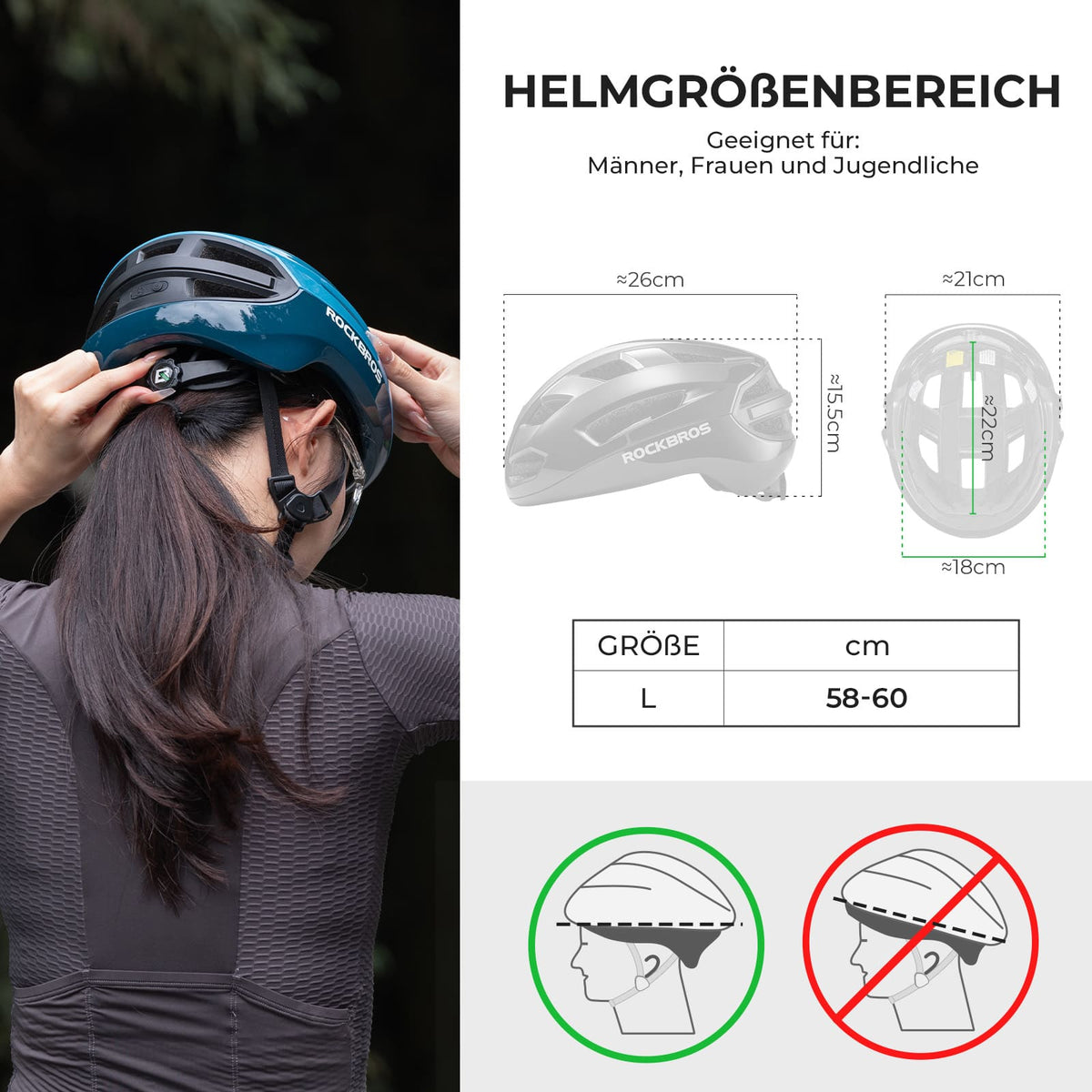 ROCKBROS Fernsteuerbarer Smart Fahrradhelm mit Licht