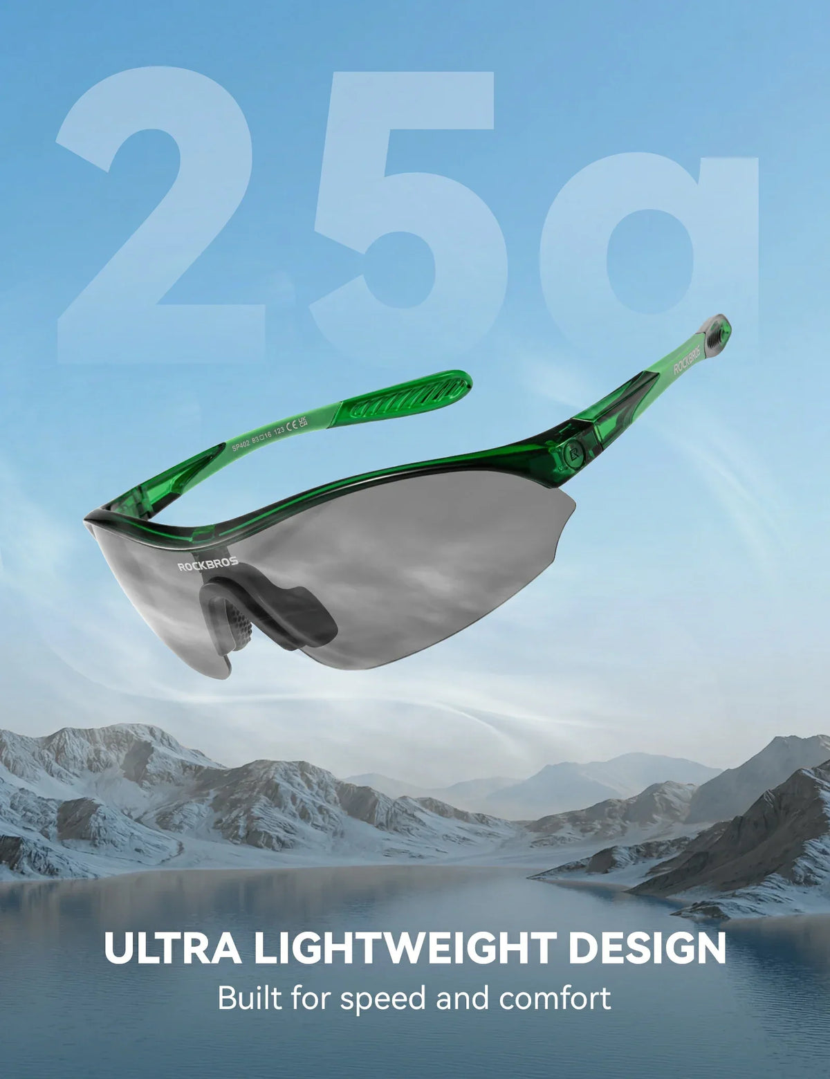 ROCKBROS Sport-Radfahrsonnenbrille mit 3 austauschbaren UV400-Gläsern