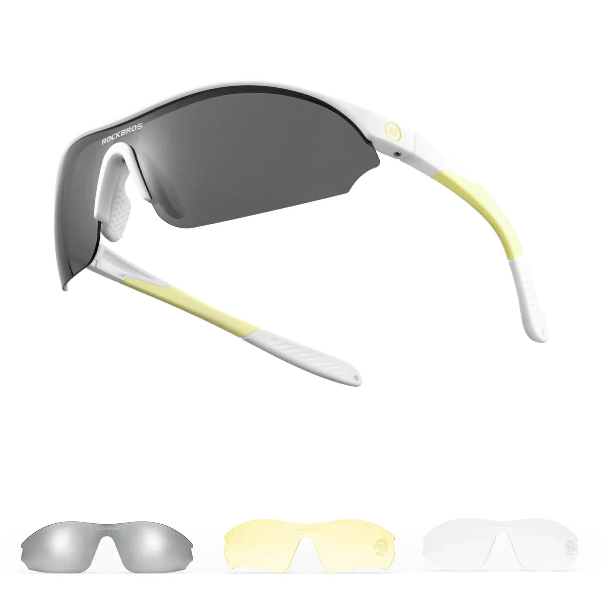 ROCKBROS Sport-Radfahrsonnenbrille mit 3 austauschbaren UV400-Gläsern