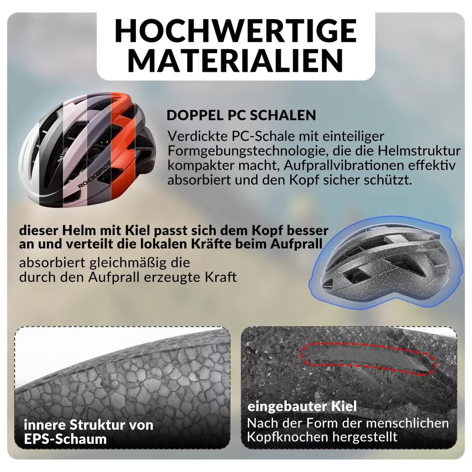 fahrradhelm schale ROCKBROS bicycle helmet road bike PC + EPS 54-58 cm bike helmet women – Rinosbike.eu