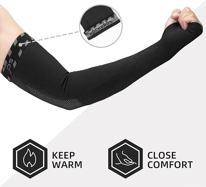 ROCKBROS Winter Fleece Fahrrad-Armstulpen mit Daumenschlaufe