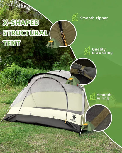 Qunature Camping Tent for 2 Persons Backpack Tent Waterproof Tent with X-Structure