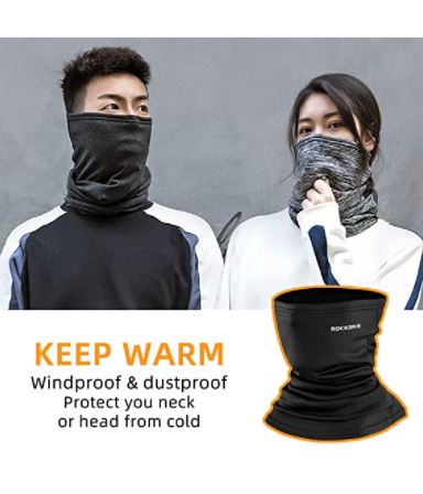 ROCKBROS Multifunctional Scarf Half Balaclava Neck Warmer Winterproof Warm Scarf Breathable Face Cover Balaclava