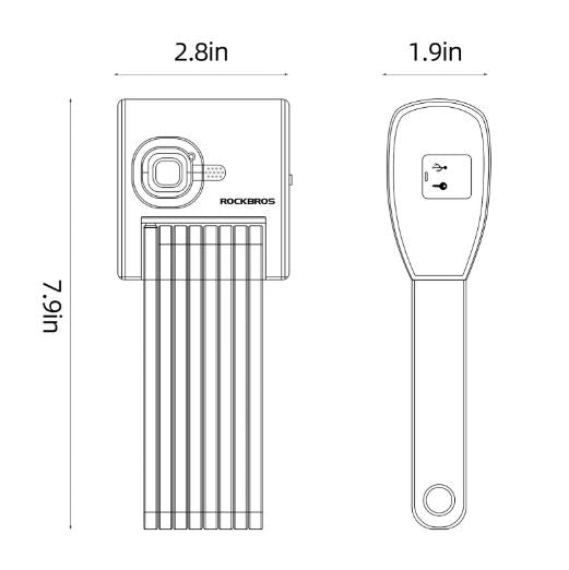 ROCKBROS Bike lock Bluetooth fingerprint folding lock with holder lock