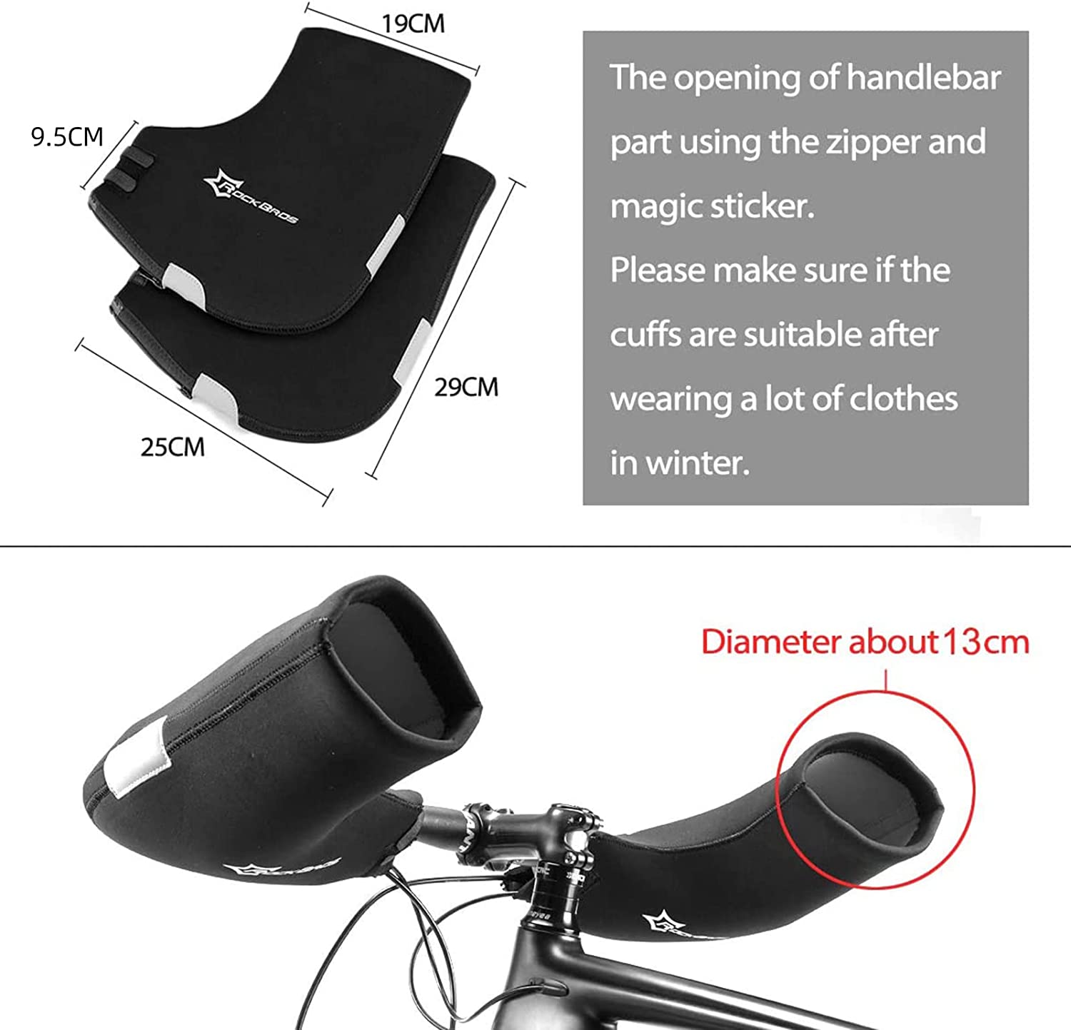ROCKBROS D16-B Handlebar Gloves Winter Thermal Windproof for Bicycle W Rinosbike.eu ROCKBROS D16-B Handlebar Gloves Winter Thermal Windproof for Bicycle W Rinosbike.eu
