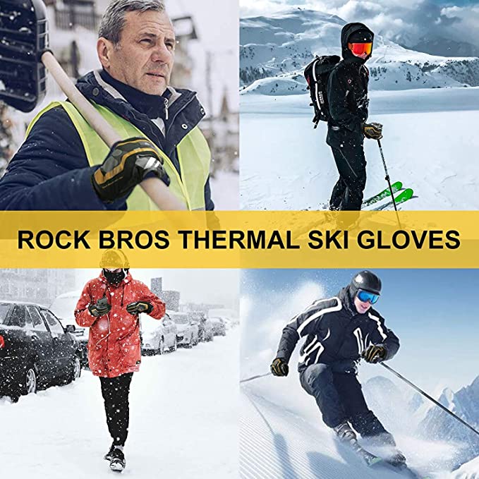 ROCKBROS Ski Gloves Waterproof Extra Warm Anti-Slip for Men