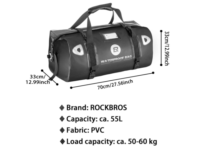 ROCKBROS AS-005 Motorcycle Bag Luggage Roll Tail Bag Saddle Bag