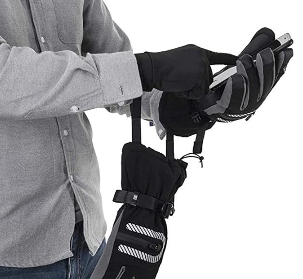 ROCKBROS Ski Gloves 2 in 1 Gloves Spring Autumn Full Finger Windproof Warm Gloves for Outdoor Sports