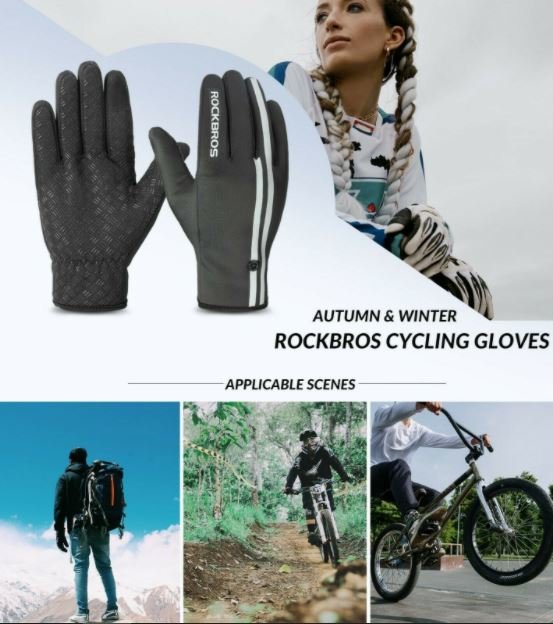 ROCKBROS Full Finger Gloves Cycling Gloves Touchscreen Road Bike