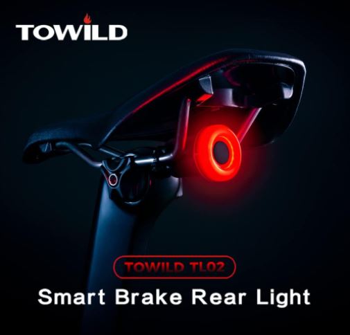 TOWILD bicycle rear light with automatic brake sensor USB rechargeable Waterproof IPX7 3 safety modes Ultra light for safe night riding