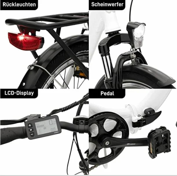 VecoCraft Electric folding bike E-Pax 20 inch E Bike 250W motor Shimano 7 speed gears